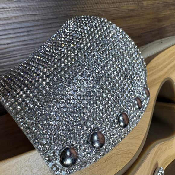 Jessica Simpson Rexile Size 6 Silver Shimmer Studded Platform Sandals - Picture 7 of 14